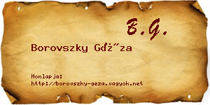 Borovszky Géza névjegykártya