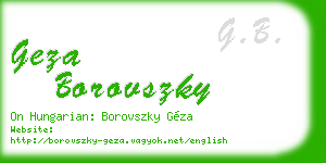 geza borovszky business card