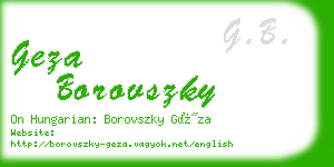 geza borovszky business card